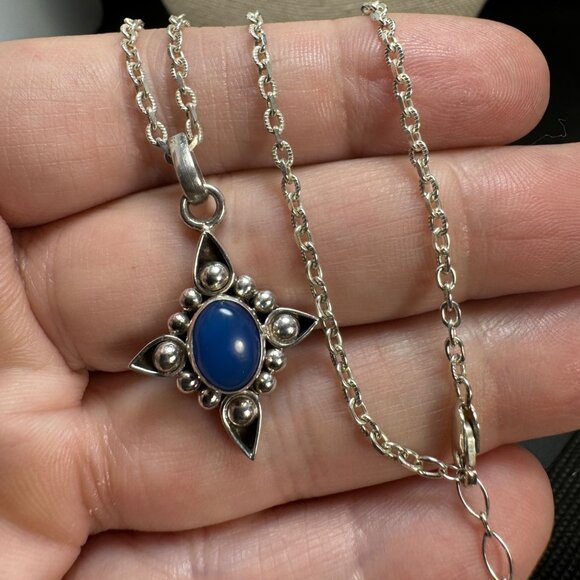 VTG Sterling Silver 925 Blue Howlite 18-20" Adjustable Length Chain - Picture 3 of 11